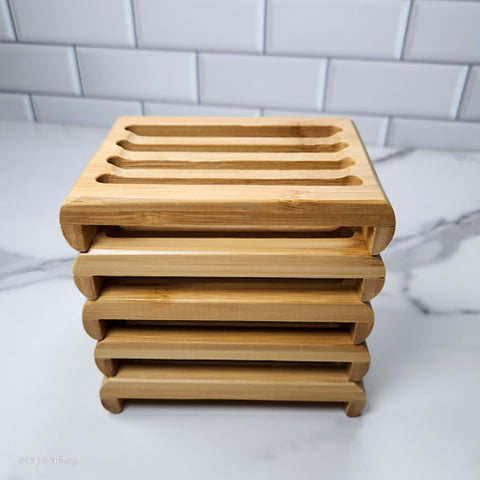 Eco bamboo bar soap dish soap holder - With multiple draining slots for easy draining of wet bar soap to extend the soap's shelf life. Plus, it's 100% sustainable and biodegradable! A perfect pick for those who love the natural look of bamboo and wants to elevate your daily routine the eco way, or for those trying out bar soaps for the first time - what a great start to a sustainable lifestyle!